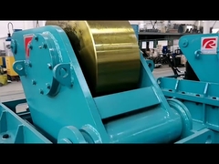 Hydraulic fit up rotator for wind tower growing line